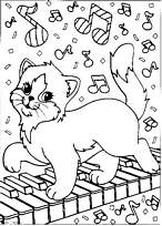 coloriage chaton musicien